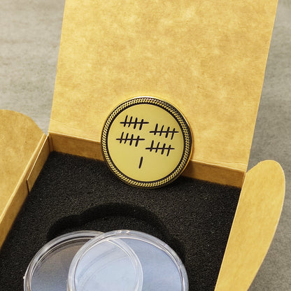 Brass Tally Mark Coin for 21st Wedding Anniversary – Personalized Engraved Gift for Couple