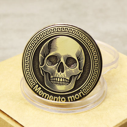 Brass Memento Mori Coin with Engraving and Personalization – Unique Collectible Gift
