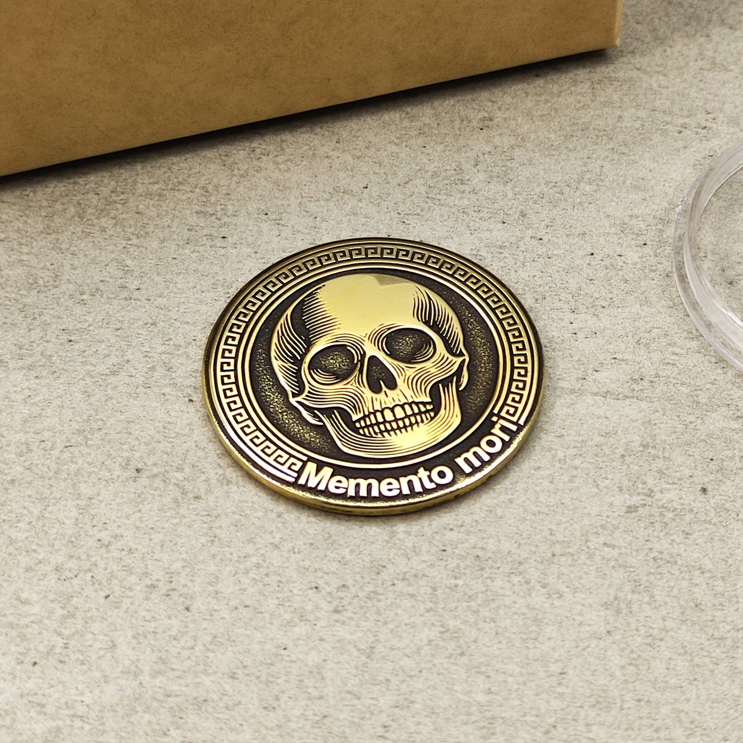 Brass Memento Mori Coin with Engraving and Personalization – Unique Collectible Gift