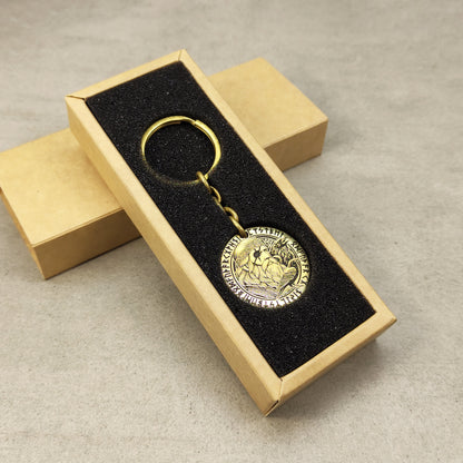 Brass Keychain Coin "Odin with Ravens" – Personalized Norse Protection Amulet