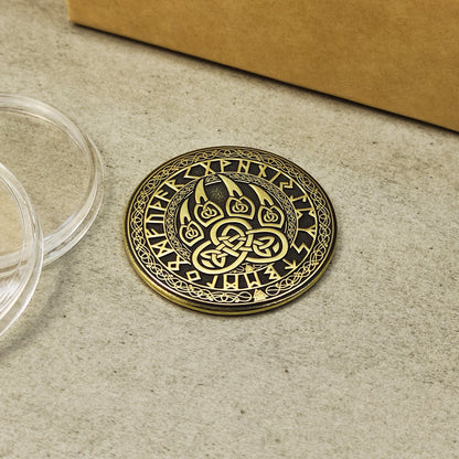 Brass Coin "Bear Paw" — Scandinavian Amulet of Strength, Courage, and Protection