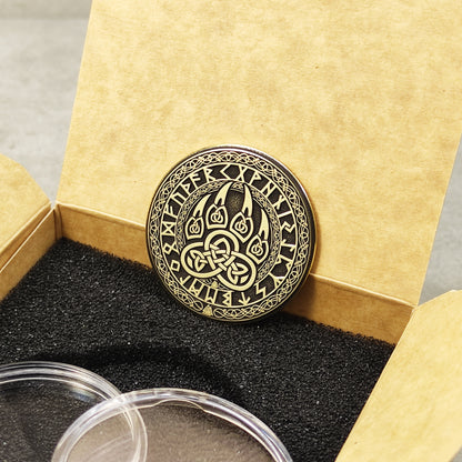 Brass Coin "Bear Paw" — Scandinavian Amulet of Strength, Courage, and Protection