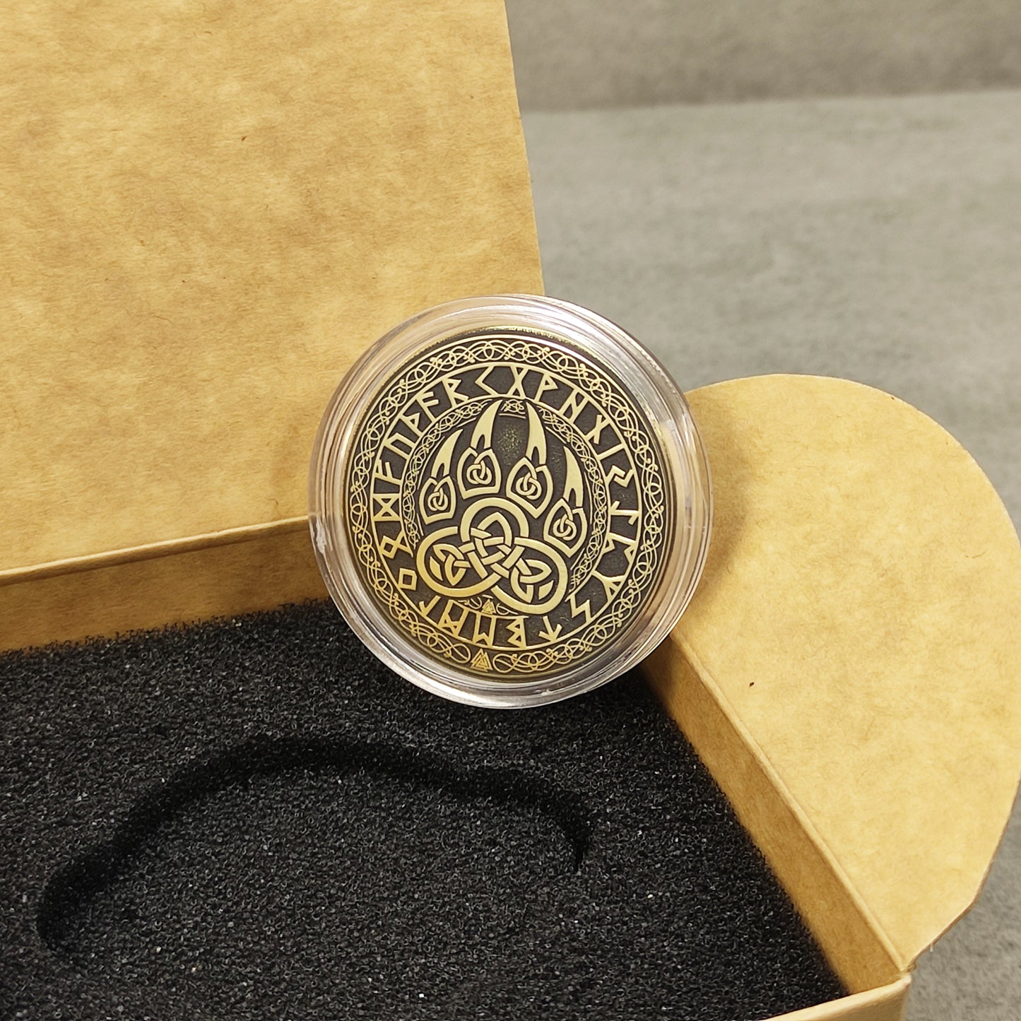 Brass Coin "Bear Paw" — Scandinavian Amulet of Strength, Courage, and Protection