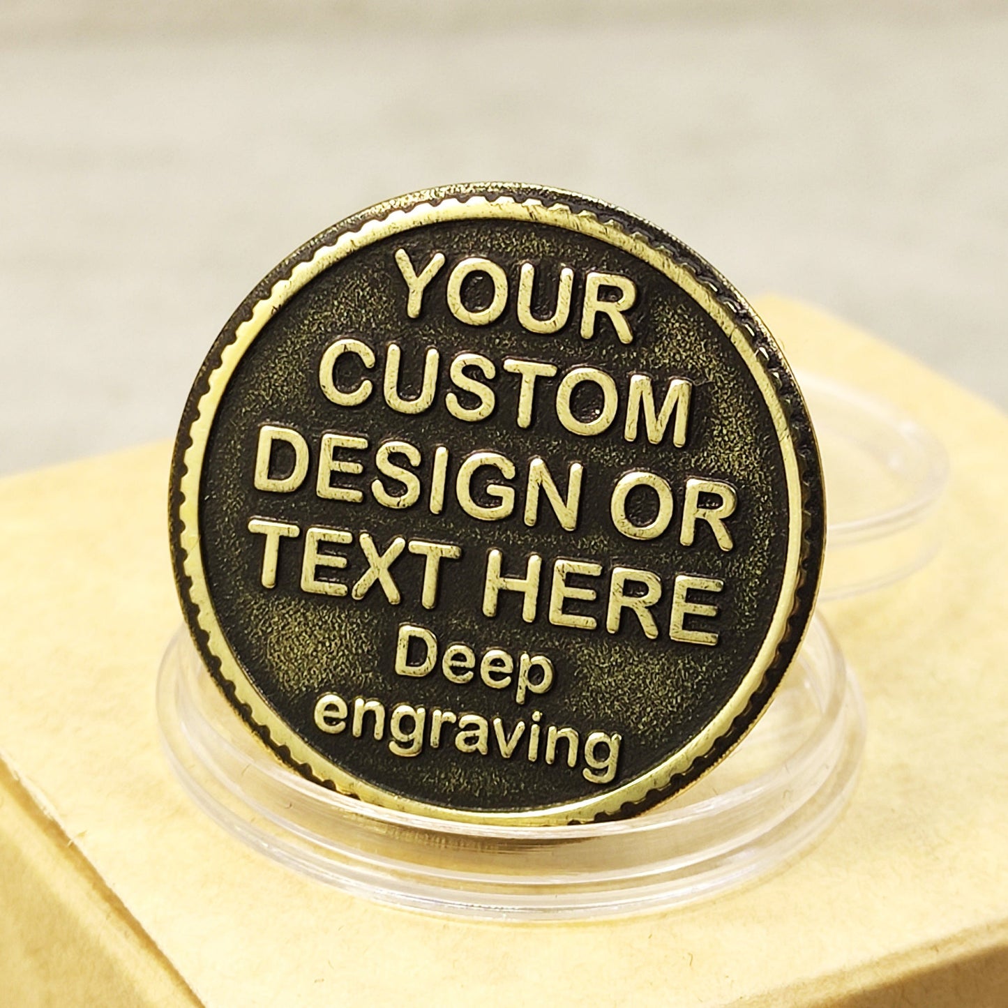 Custom Brass Coin with Deep Engraving – Personalized Design or Text Made to Order