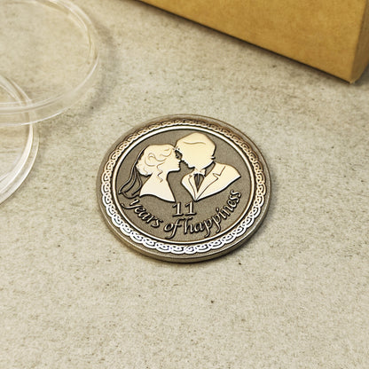 Steel Gift Coin for 11th Wedding Anniversary - Personalized Steel Wedding Keepsake