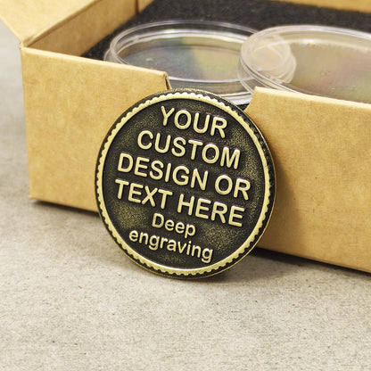 Custom Brass Coin with Deep Engraving – Personalized Design or Text Made to Order