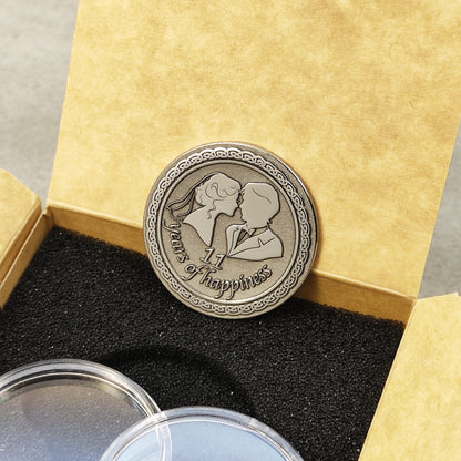 Steel Gift Coin for 11th Wedding Anniversary - Personalized Steel Wedding Keepsake