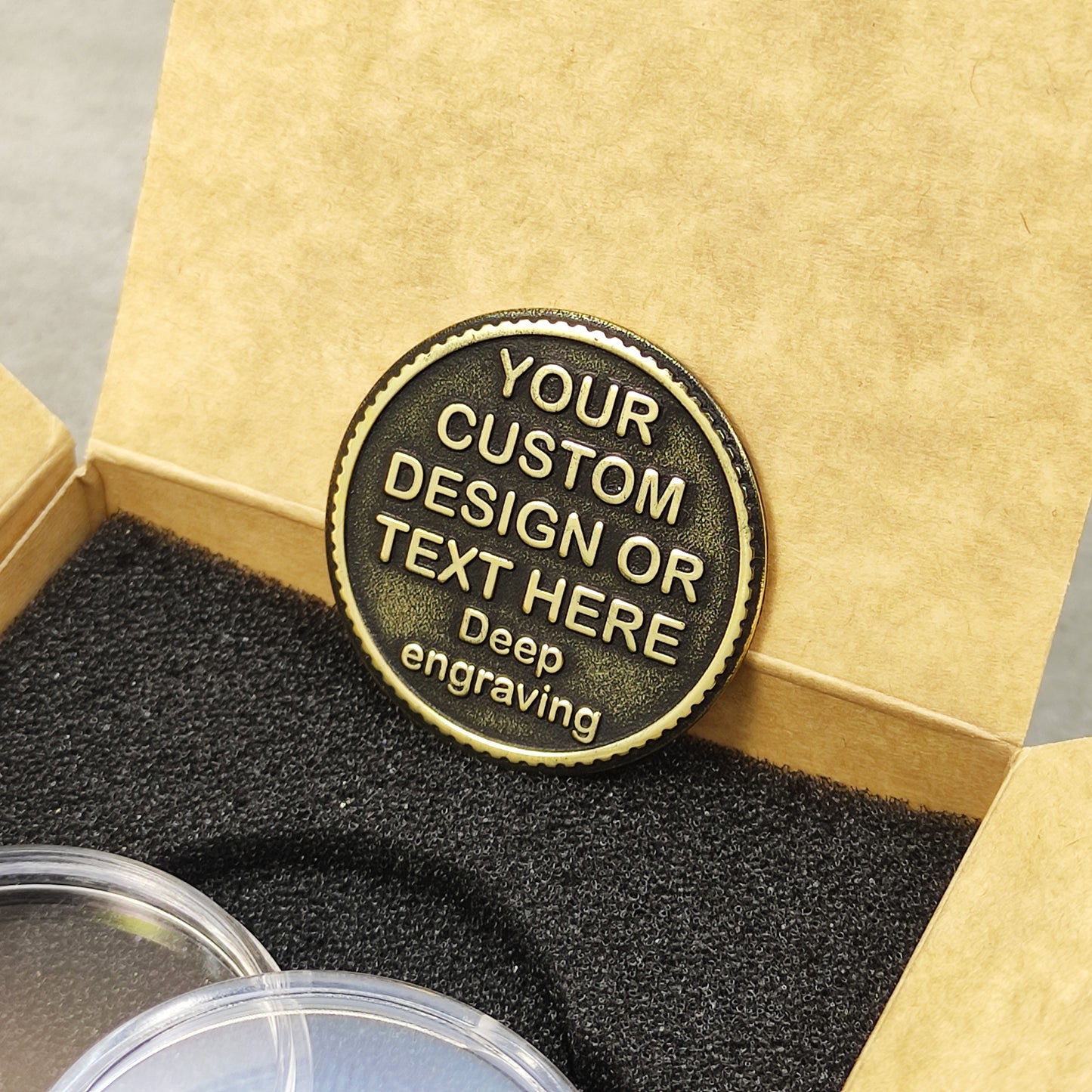 Custom Brass Coin with Deep Engraving – Personalized Design or Text Made to Order