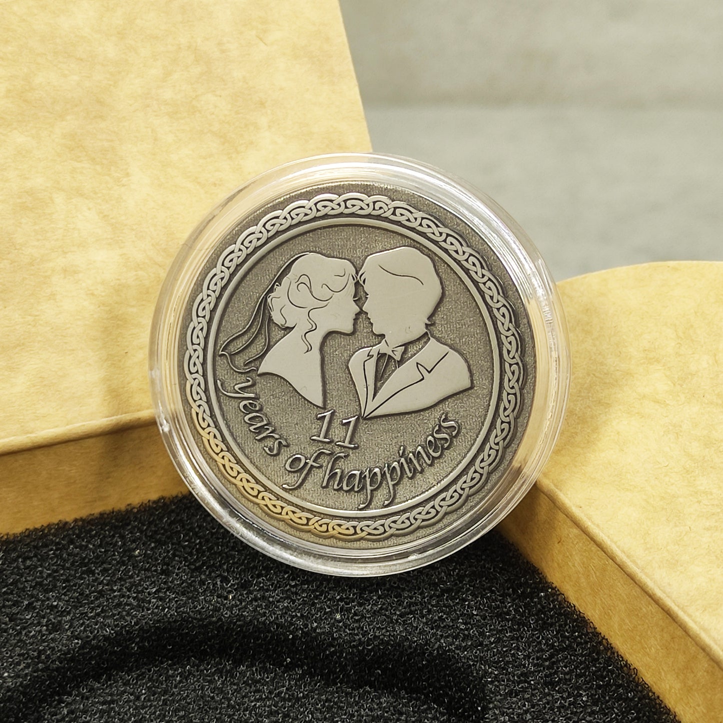 Steel Gift Coin for 11th Wedding Anniversary - Personalized Steel Wedding Keepsake