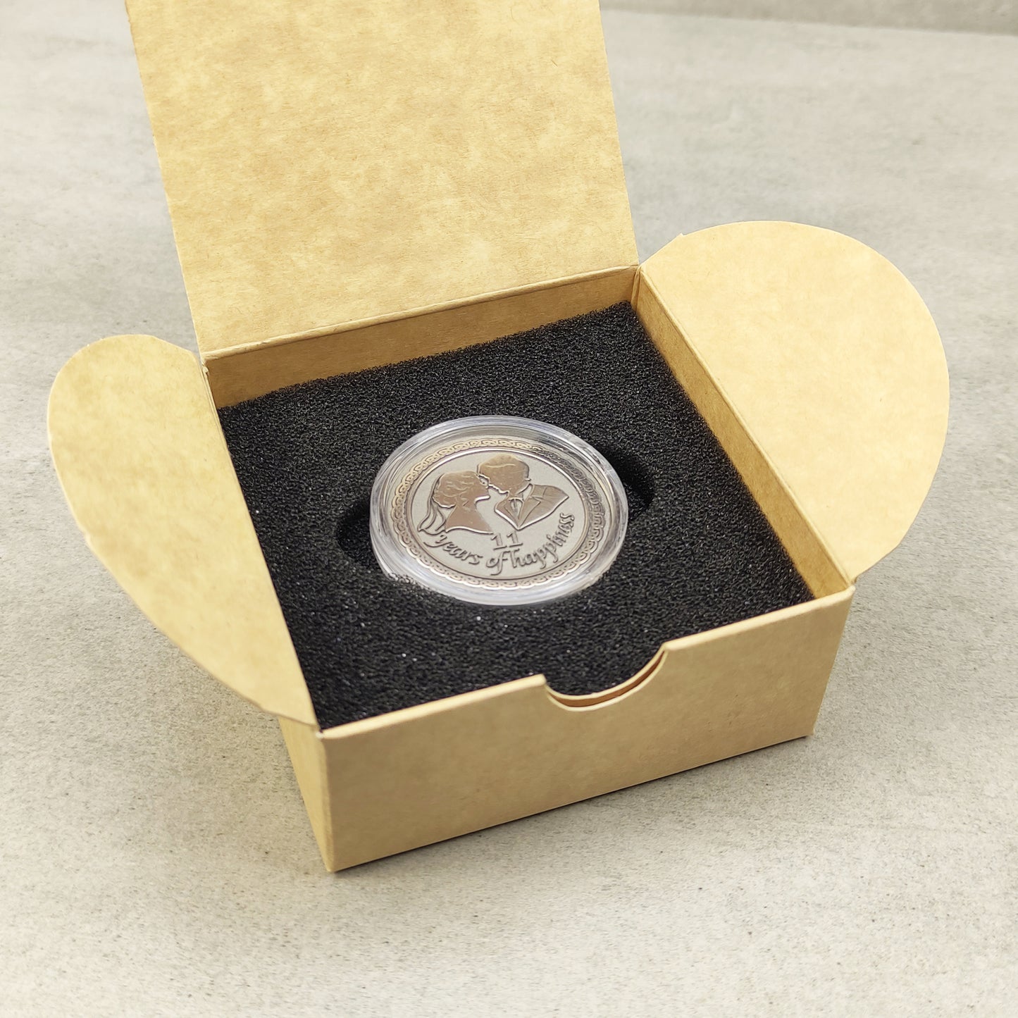 Steel Gift Coin for 11th Wedding Anniversary - Personalized Steel Wedding Keepsake