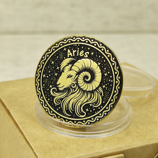 Brass Zodiac Coin Aries with Personalization