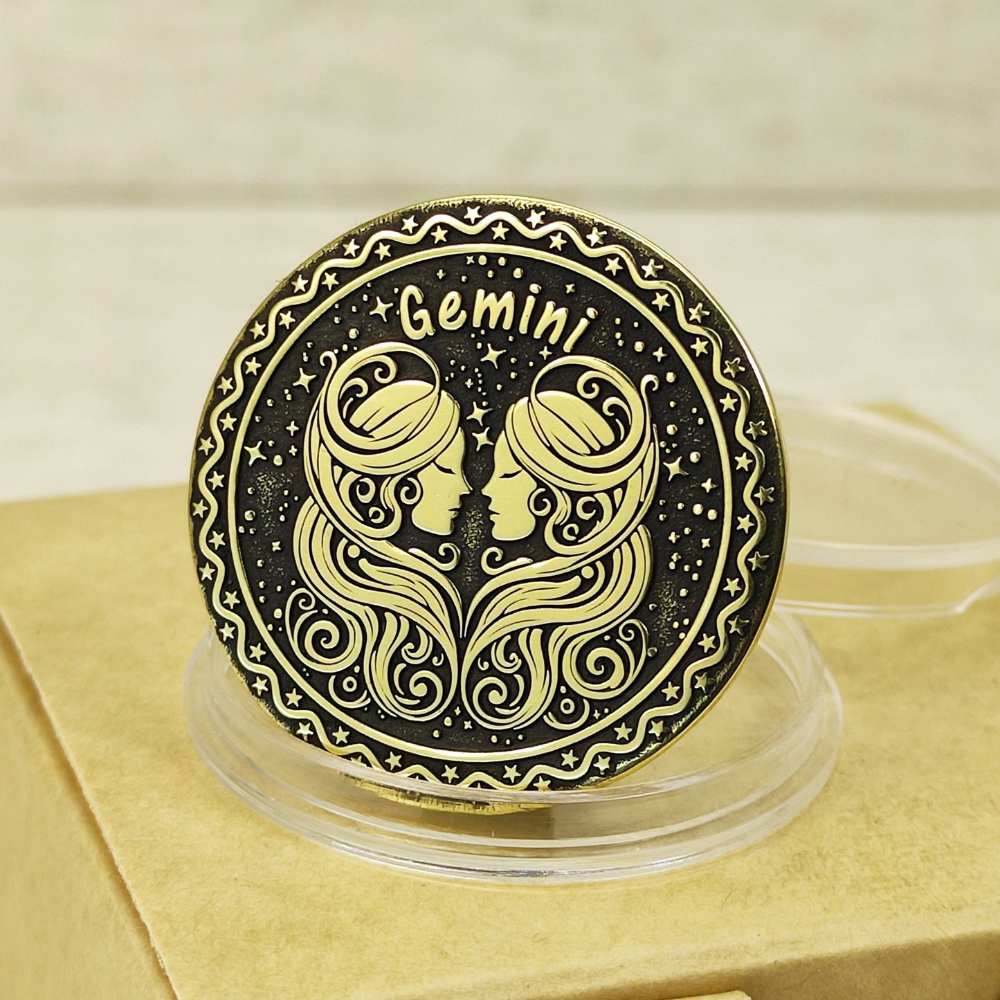 Brass Gemini Coin with Engraving and Personalization Option