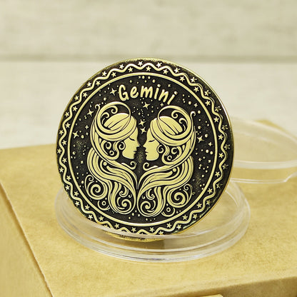 Brass Gemini Coin with Engraving and Personalization Option