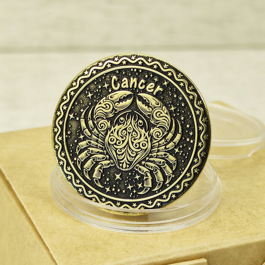 Brass Zodiac Coin Cancer — Personalized Gift with Engraving