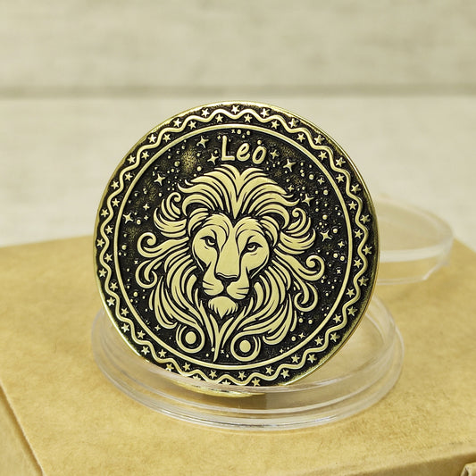 Leo Brass Zodiac Medal — Custom Engraved Personalized Gift