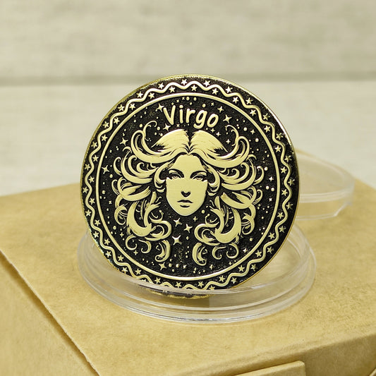 Virgo Brass Zodiac Coin — Custom Engraved Astrological Talisman