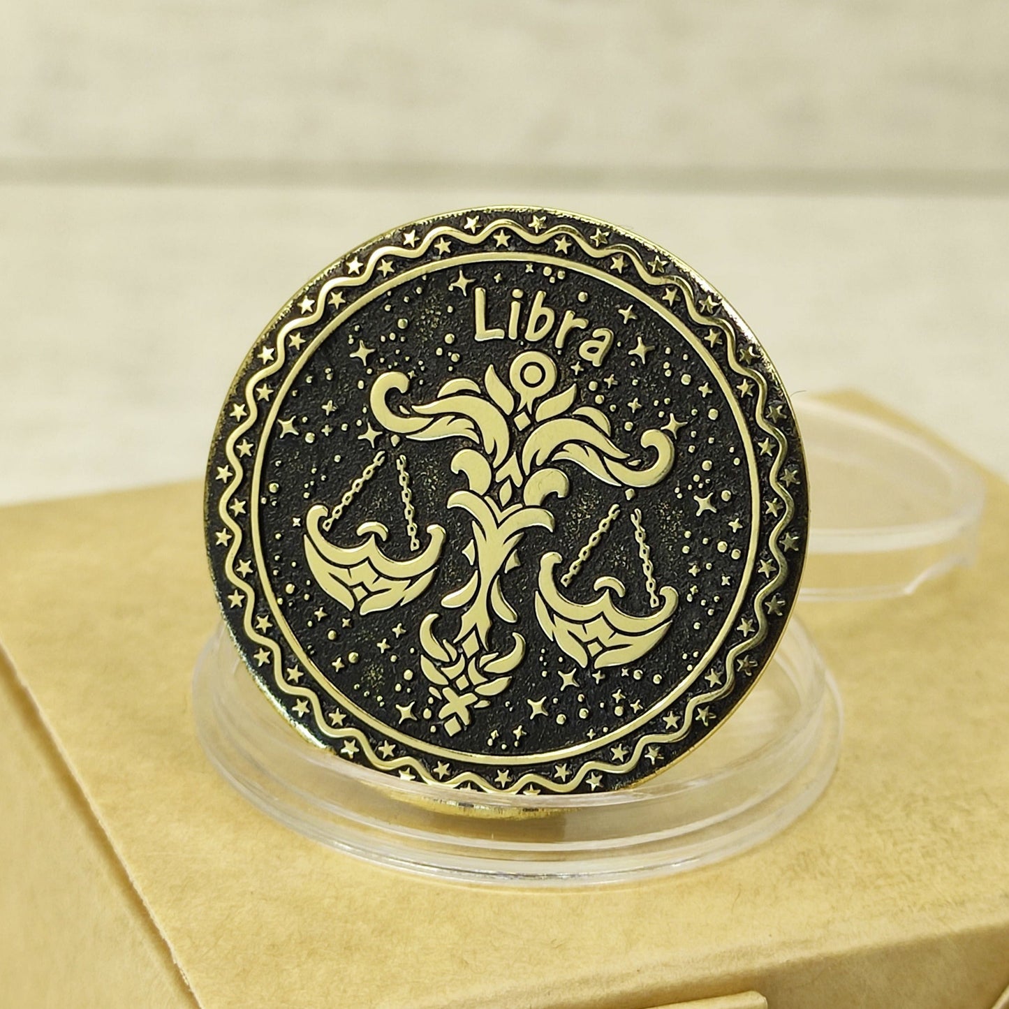 Brass Libra Zodiac Coin with Personalization – Unique Astrological Gift