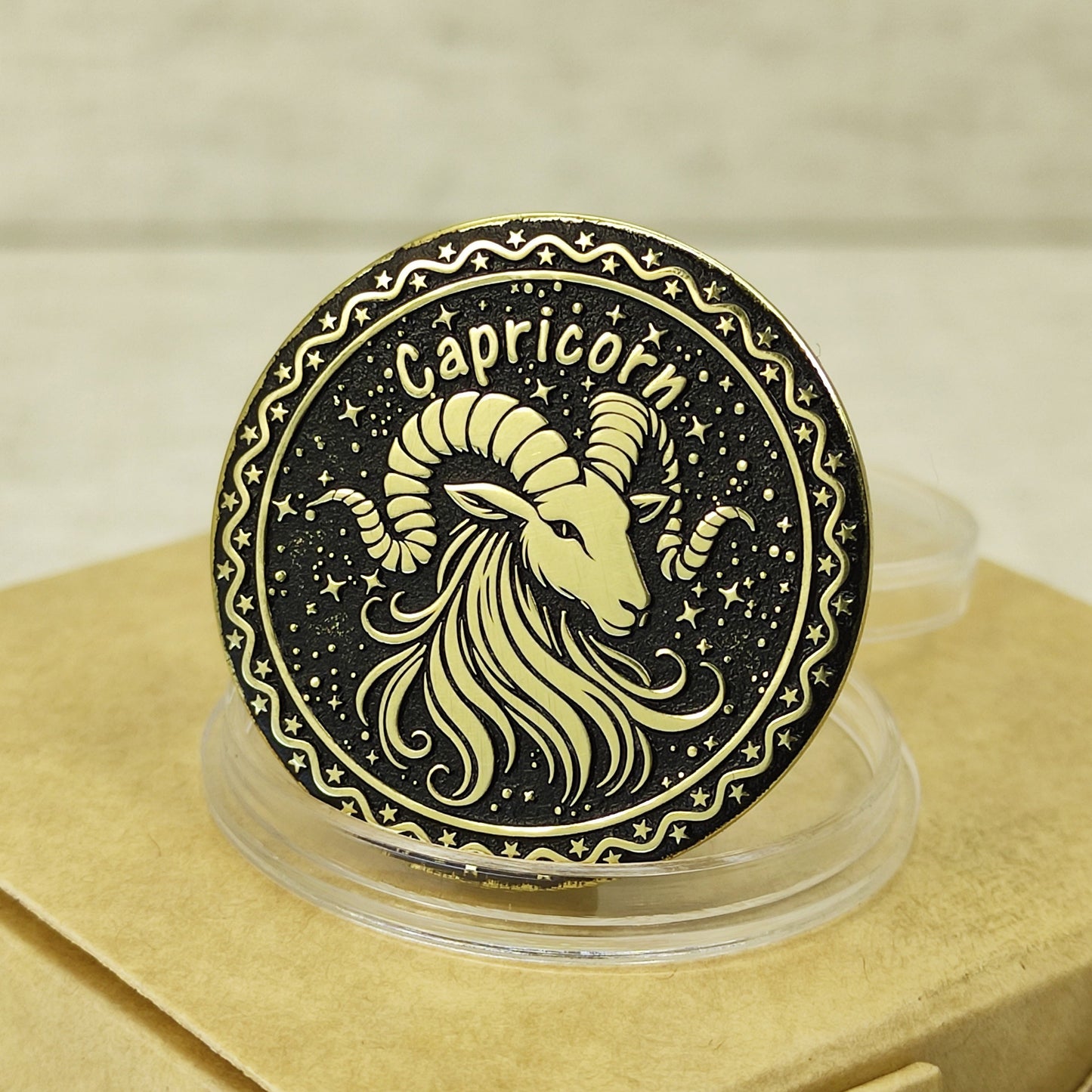 Brass Capricorn Zodiac Coin – Personalized Engraved Astrological Gift