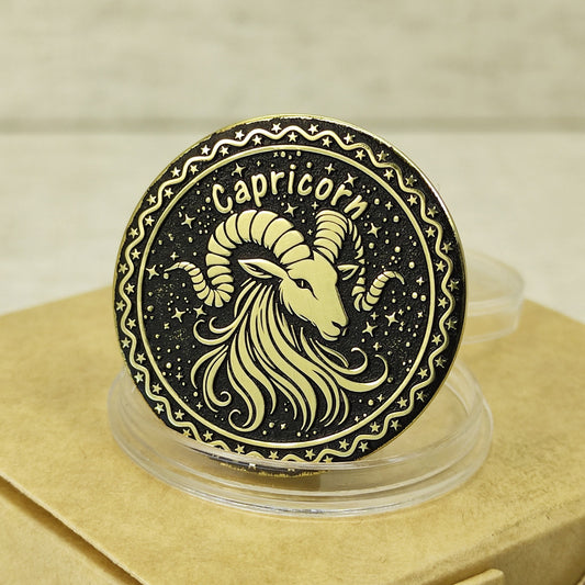 Brass Capricorn Zodiac Coin – Personalized Engraved Astrological Gift