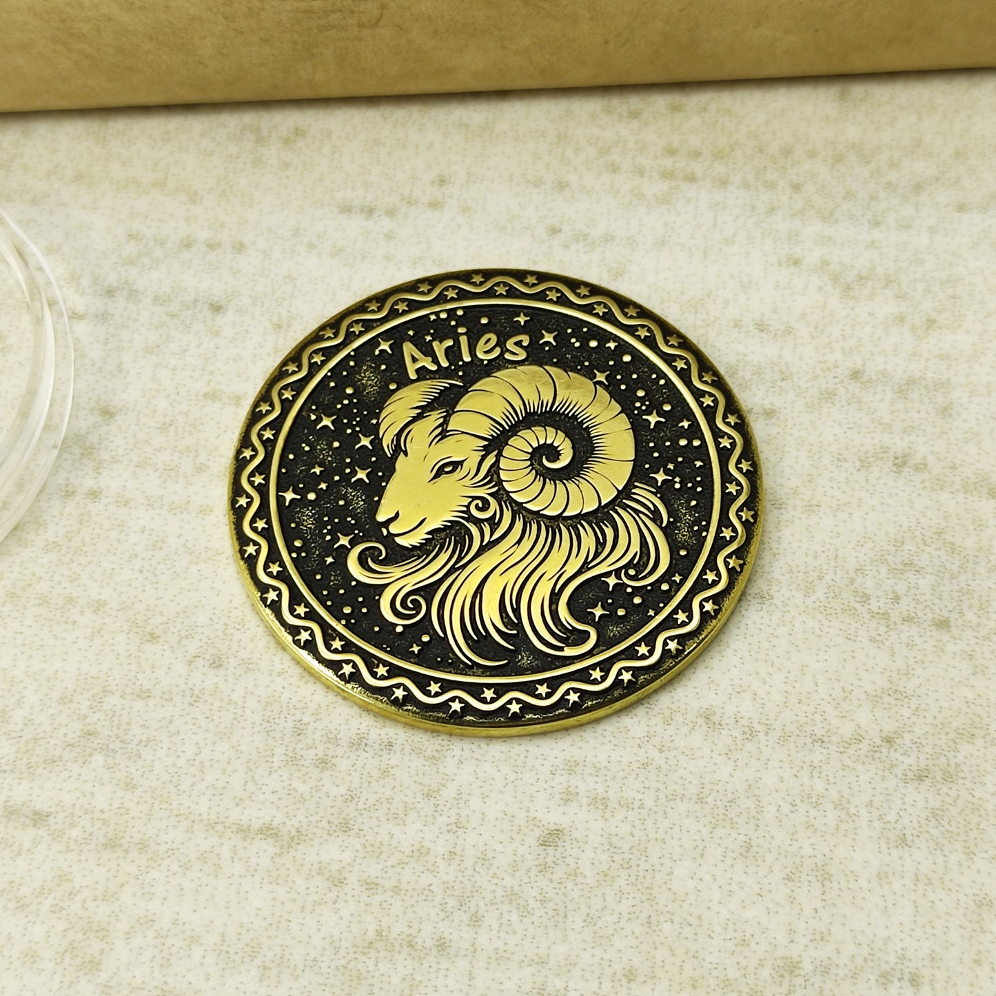 Brass Zodiac Coin Aries with Personalization