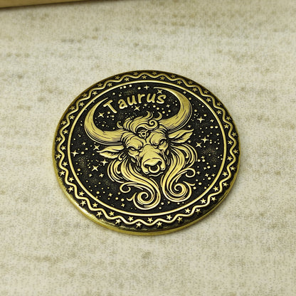 Brass Taurus Coin with Engraving and Personalization