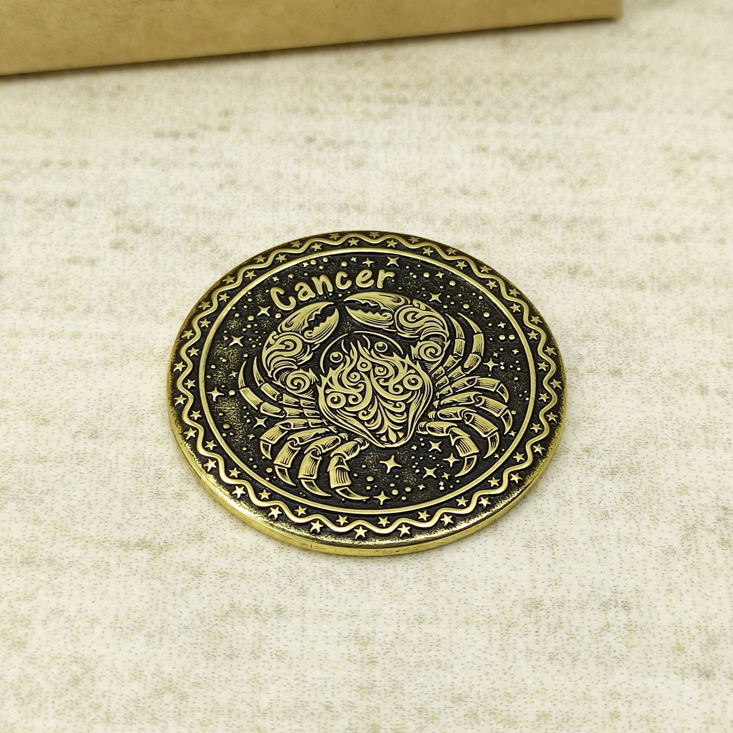 Brass Zodiac Coin Cancer — Personalized Gift with Engraving