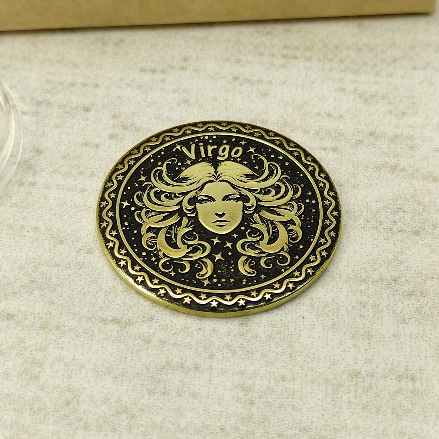 Virgo Brass Zodiac Coin — Custom Engraved Astrological Talisman