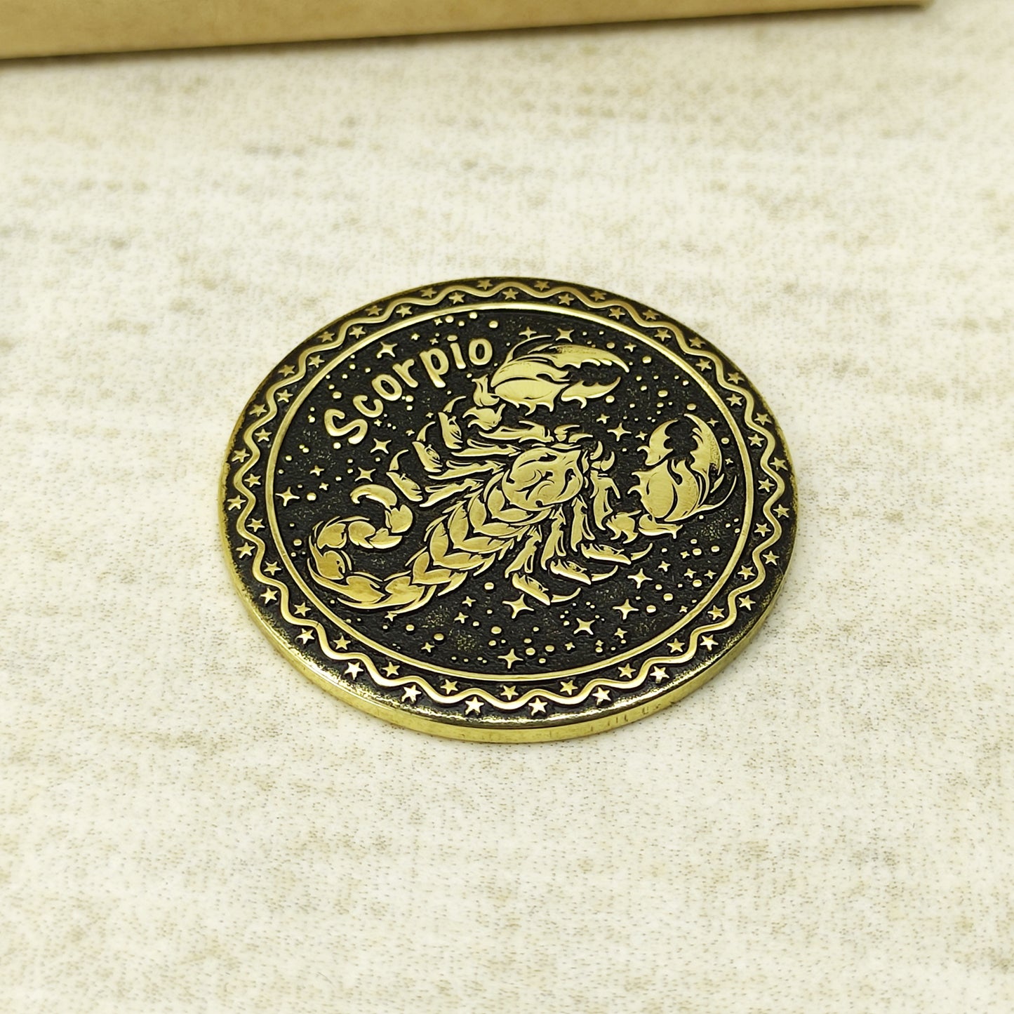 Brass Scorpio Zodiac Coin with Personalization – Premium Astrological Gift