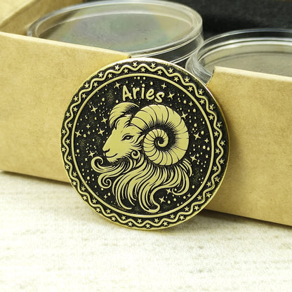 Brass Zodiac Coin Aries with Personalization