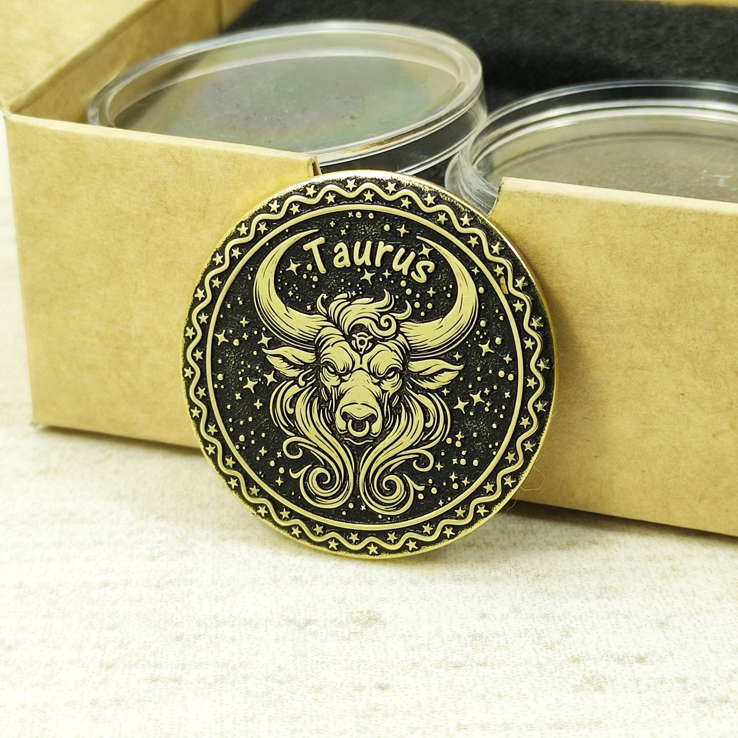 Brass Taurus Coin with Engraving and Personalization