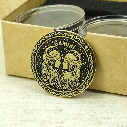 Brass Gemini Coin with Engraving and Personalization Option