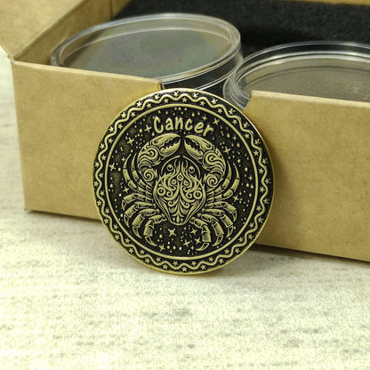 Brass Zodiac Coin Cancer — Personalized Gift with Engraving