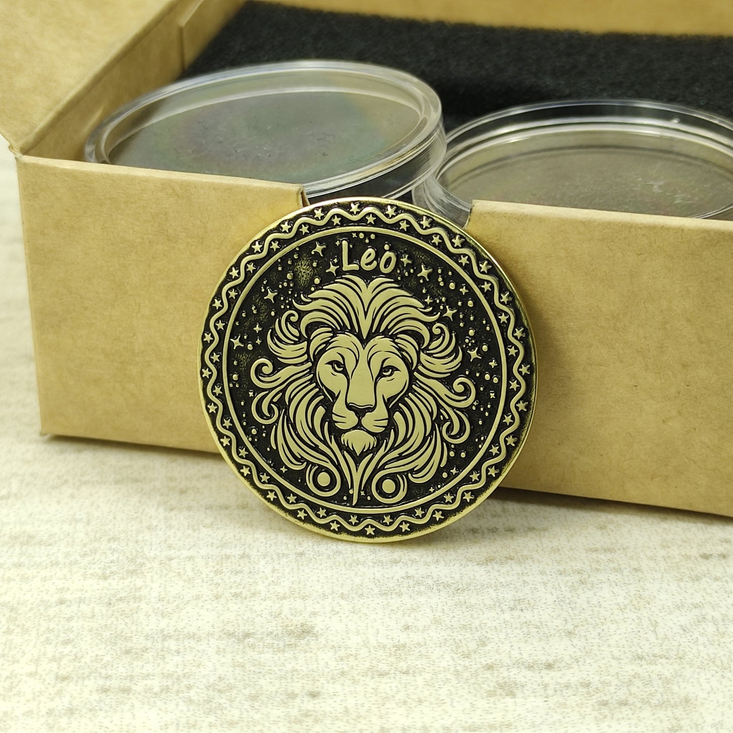 Leo Brass Zodiac Medal — Custom Engraved Personalized Gift