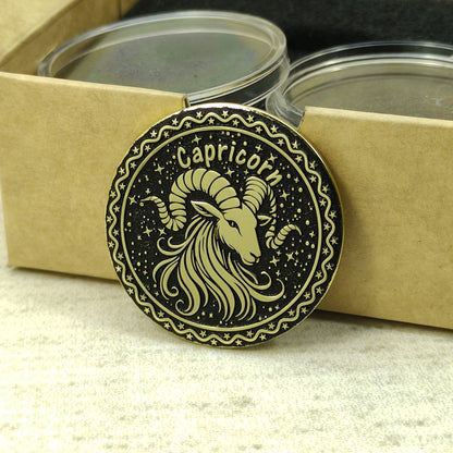 Brass Capricorn Zodiac Coin – Personalized Engraved Astrological Gift