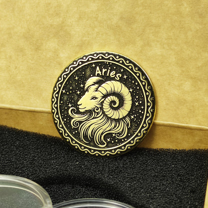 Brass Zodiac Coin Aries with Personalization