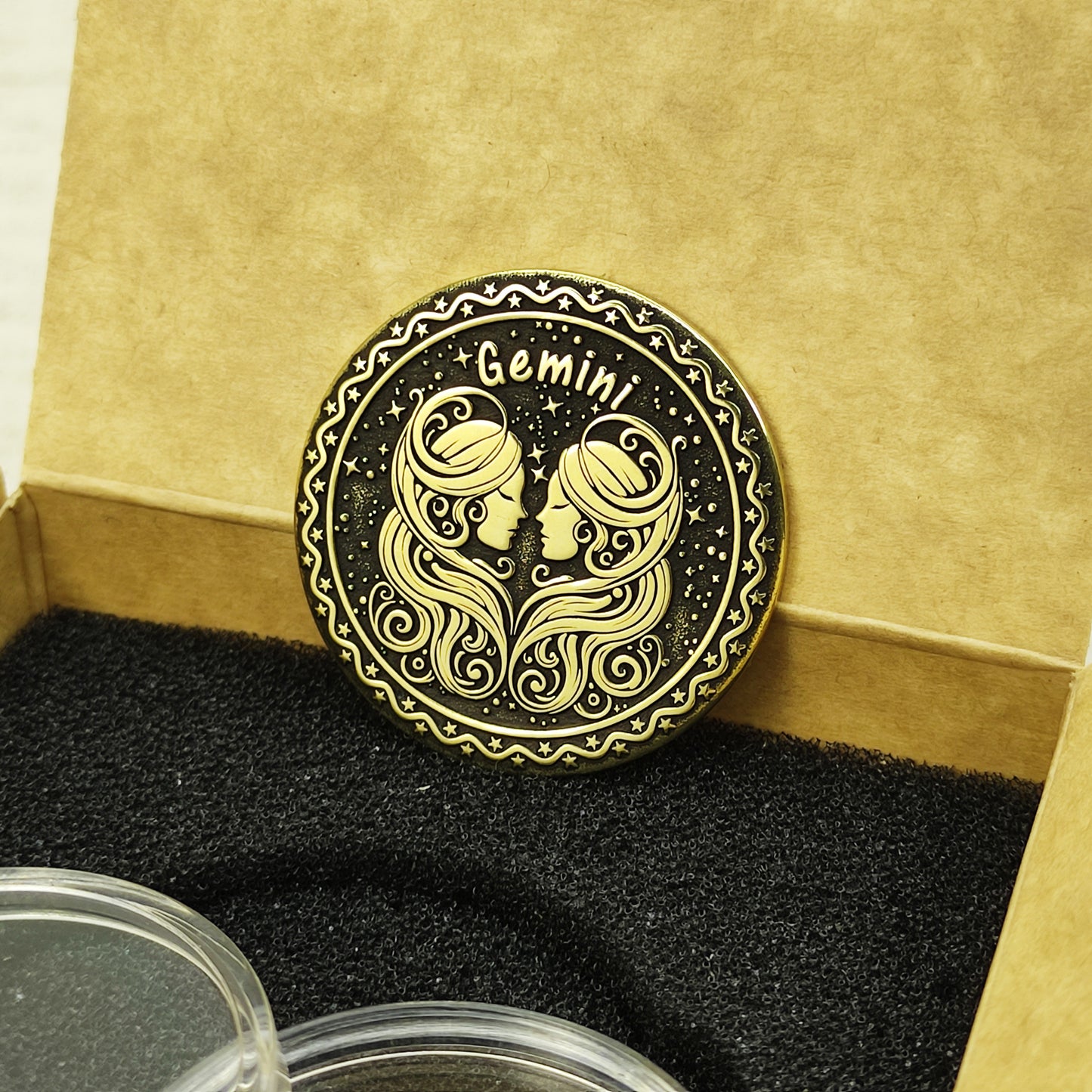 Brass Gemini Coin with Engraving and Personalization Option