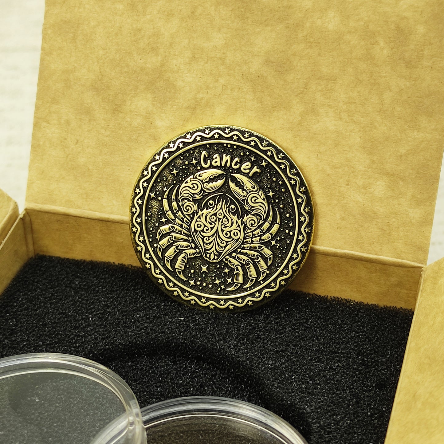 Brass Zodiac Coin Cancer — Personalized Gift with Engraving