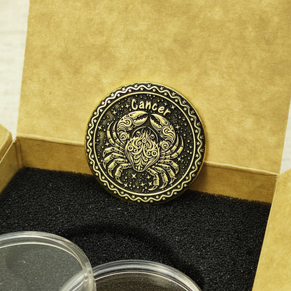 Brass Zodiac Coin Cancer — Personalized Gift with Engraving