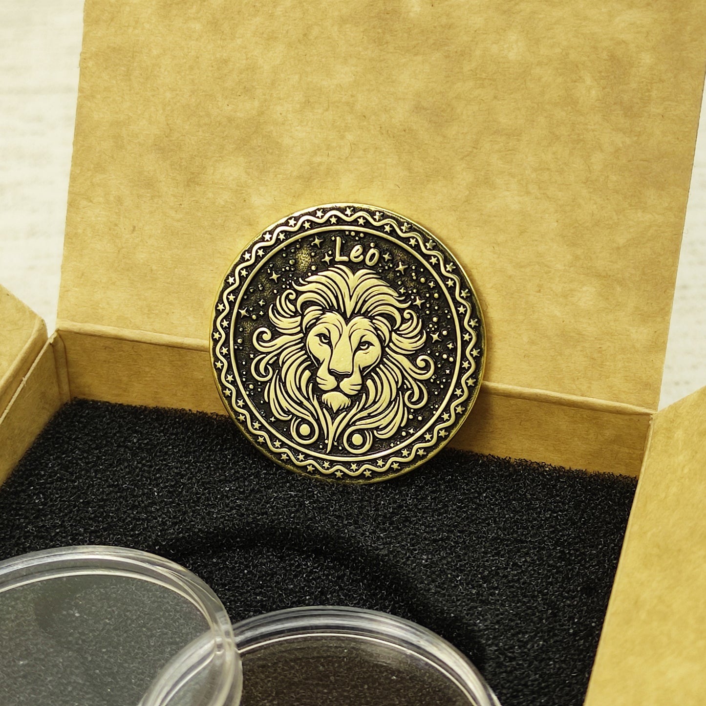Leo Brass Zodiac Medal — Custom Engraved Personalized Gift