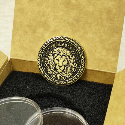 Leo Brass Zodiac Medal — Custom Engraved Personalized Gift