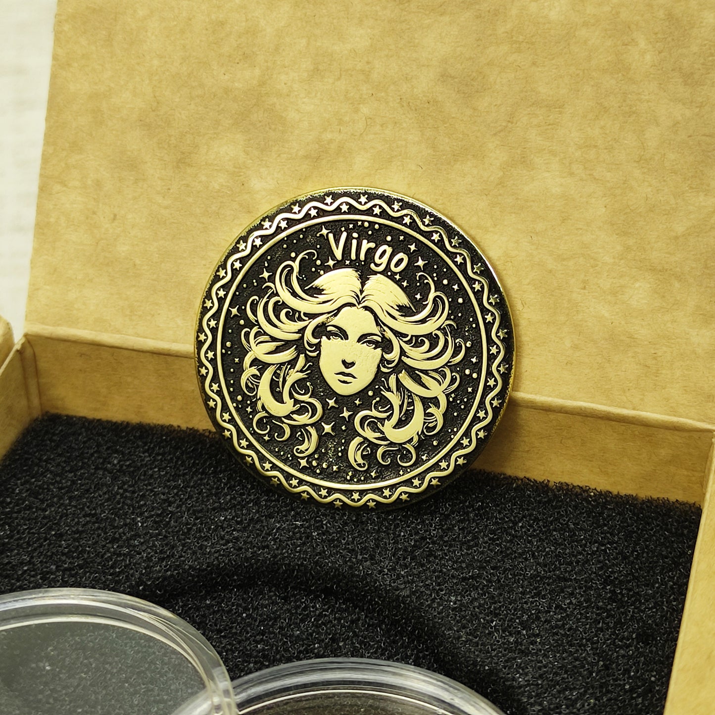Virgo Brass Zodiac Coin — Custom Engraved Astrological Talisman