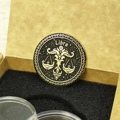 Brass Libra Zodiac Coin with Personalization – Unique Astrological Gift