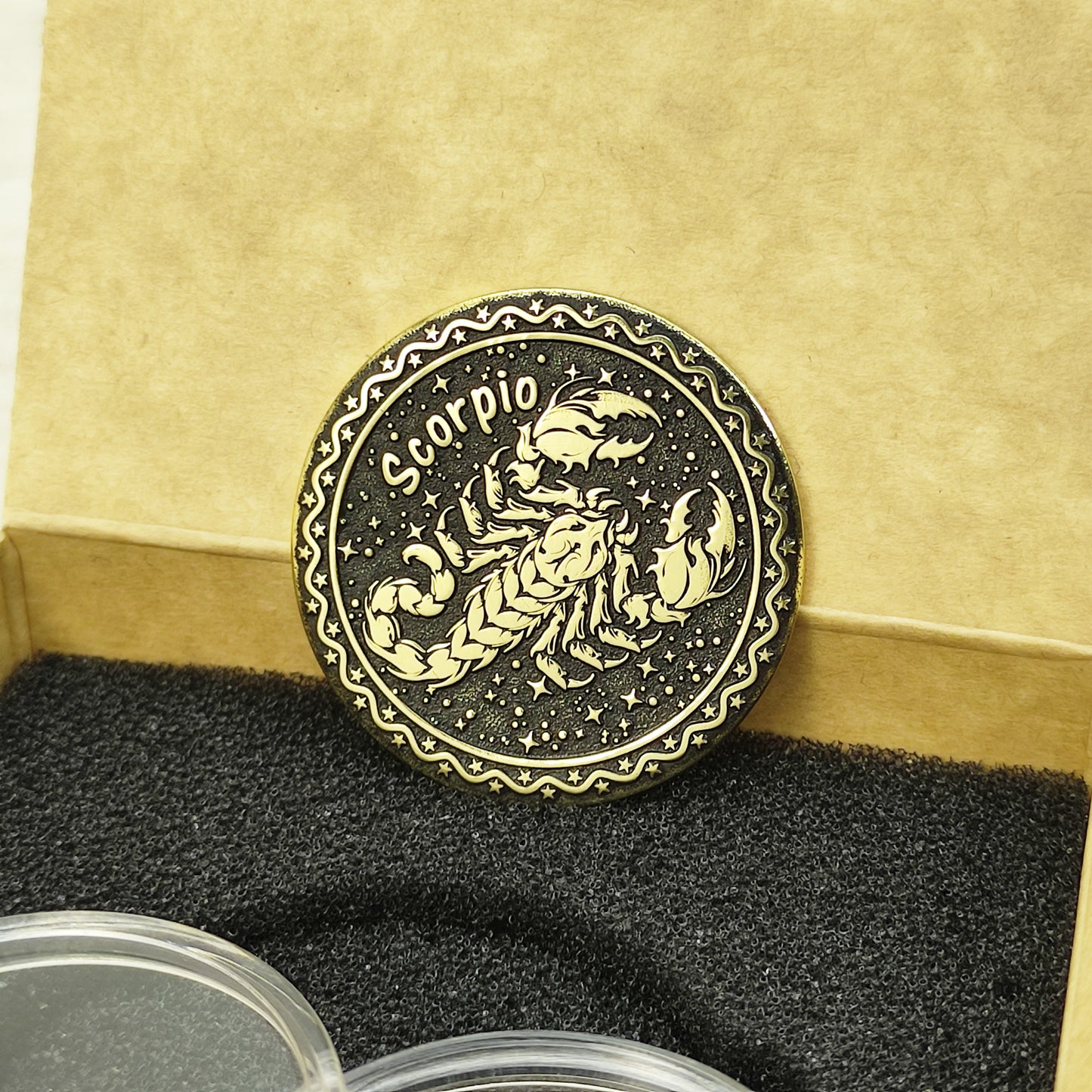Brass Scorpio Zodiac Coin with Personalization – Premium Astrological Gift