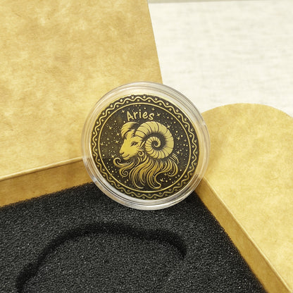 Brass Zodiac Coin Aries with Personalization