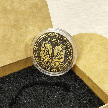 Brass Gemini Coin with Engraving and Personalization Option