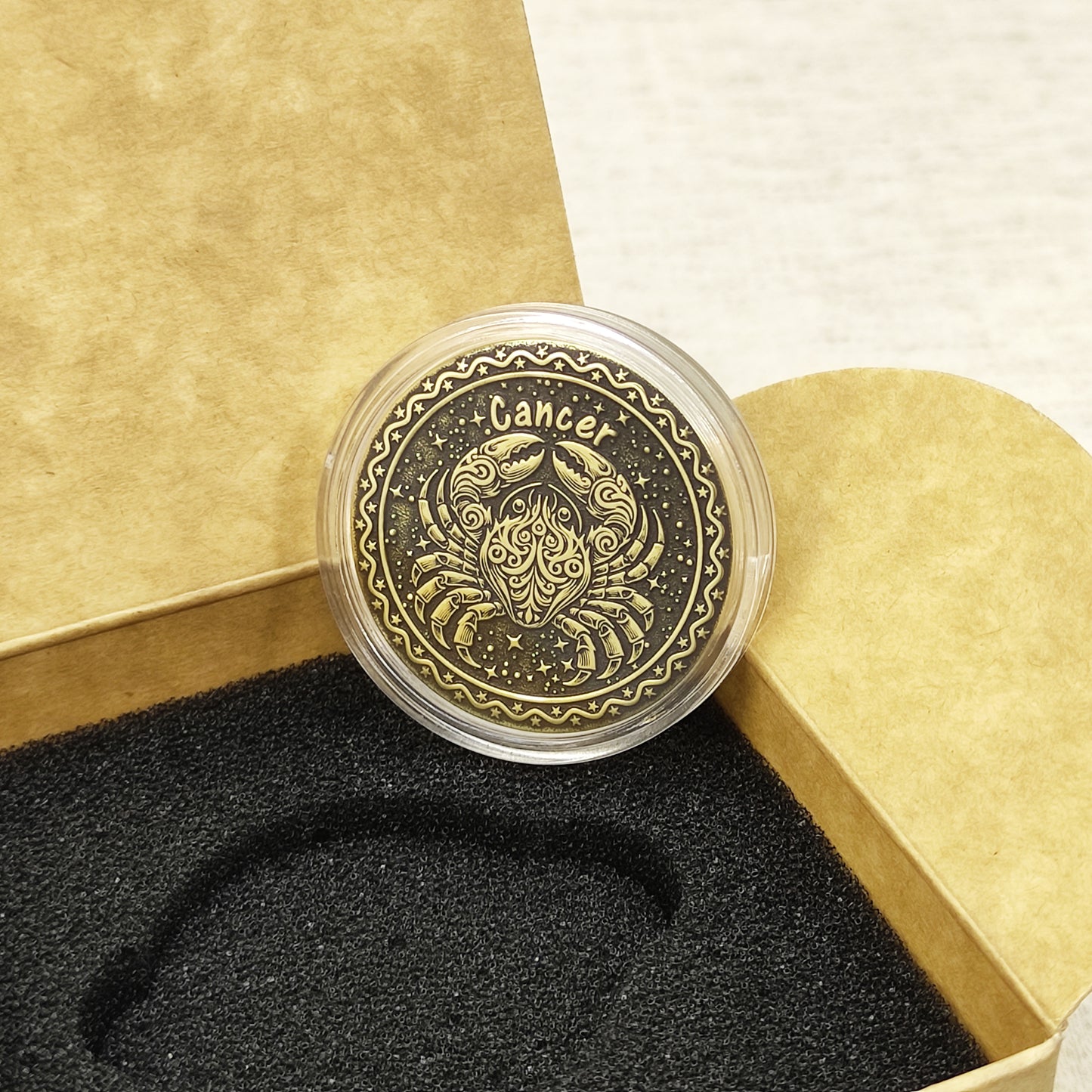 Brass Zodiac Coin Cancer — Personalized Gift with Engraving