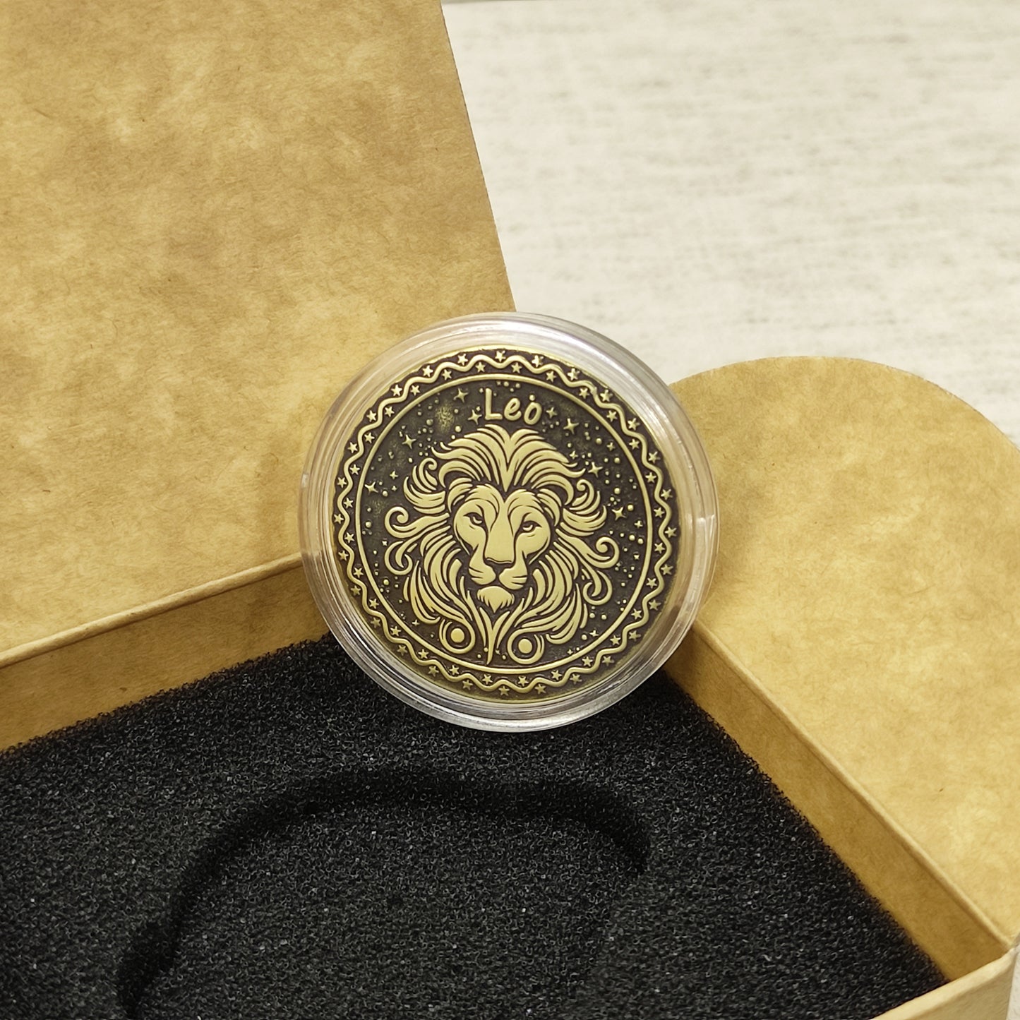 Leo Brass Zodiac Medal — Custom Engraved Personalized Gift