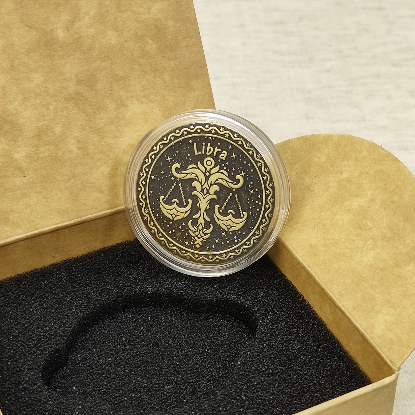 Brass Libra Zodiac Coin with Personalization – Unique Astrological Gift