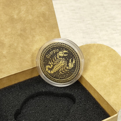 Brass Scorpio Zodiac Coin with Personalization – Premium Astrological Gift