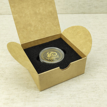 Brass Zodiac Coin Aries with Personalization